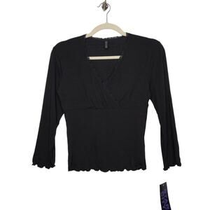 NWT Vintage Y2k Ruffled Hem Black Fairy Whimsy Goth Witchy Fall Autumn Shirt